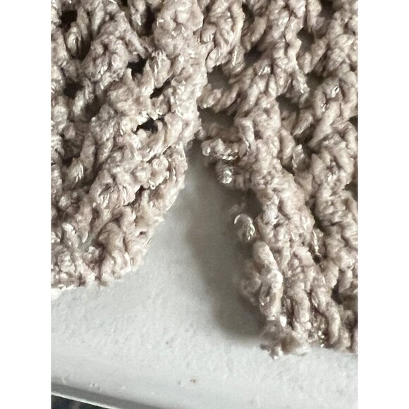 CLIO Sweater Knit Size Small Tan Crew Neck Long Sleeve Boho Chic Flaw - Picture 15 of 15